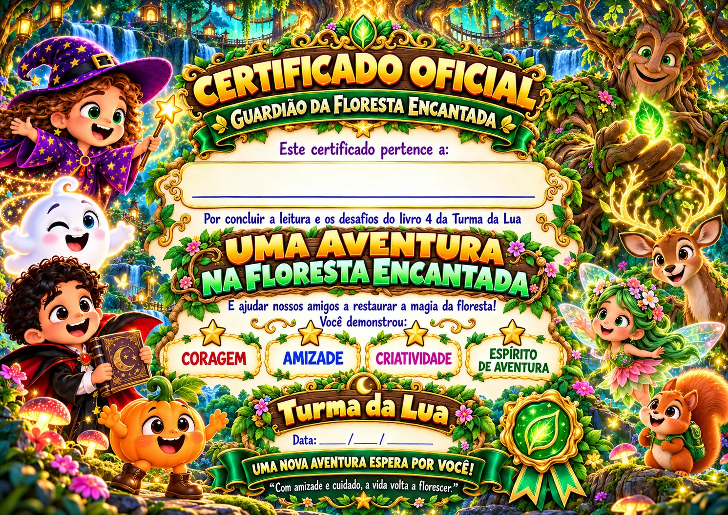 Certificado de conclusão do livro 4: O Segredo da Floresta Encantada